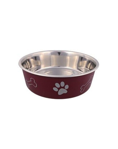 TRIXIE Edelstahlschüssel mit Motiv, rutschfest 0,25 l/ 12 cm