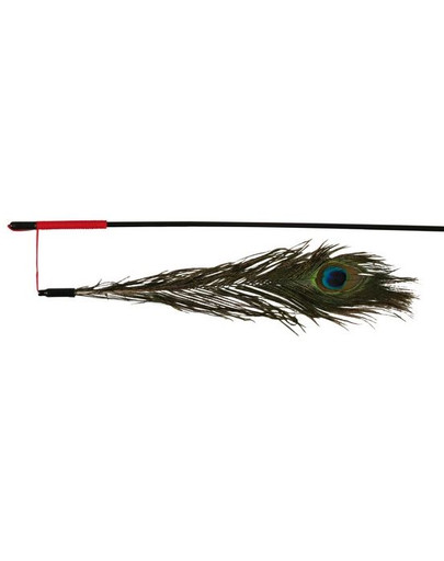 TRIXIE Spielangel mit Pfauenfeder, 47 cm