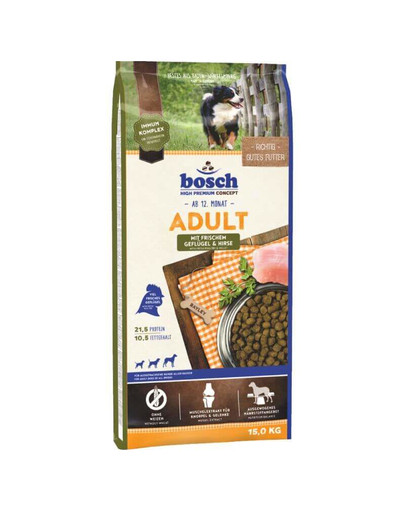 BOSCH Adult mit frischem Geflügel & Hirse 15 kg