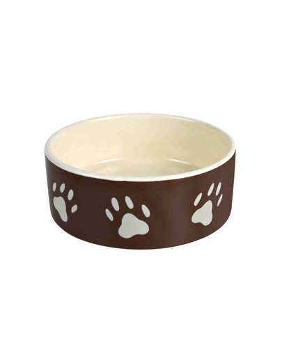TRIXIE Braune Keramikschale mit Pfoten