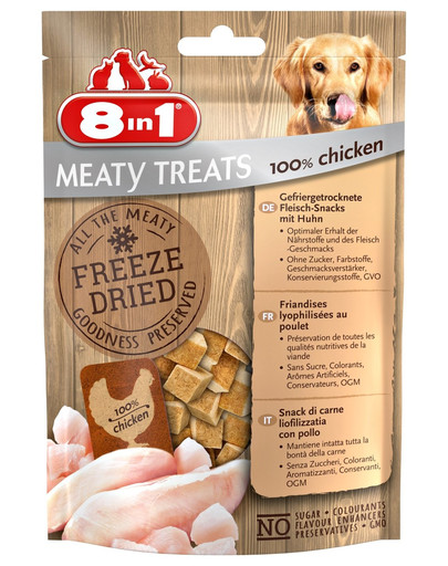 8in1 Meaty Treats Gefriergetrocknete Fleisch-Snacks 100% Hähnchenbrust 50 g
