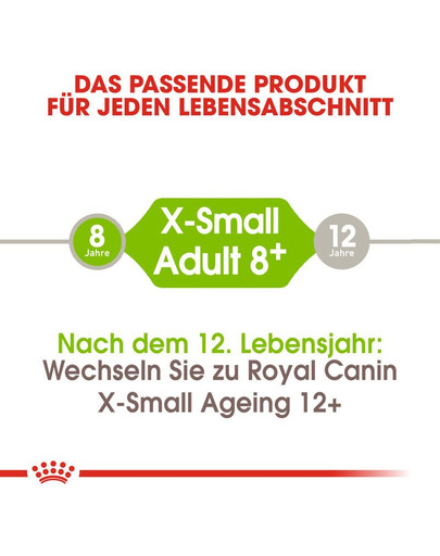 ROYAL CANIN X-SMALL Adult 8+ Trockenfutter für ältere sehr kleine Hunde 0.5 kg