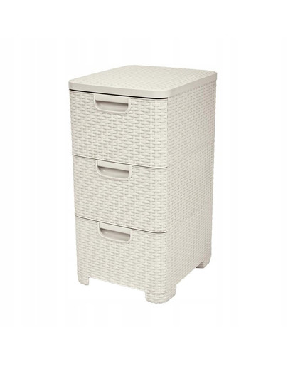 CURVER Regal mit Schubladen STYLE Rattanoptik 3 x 13,5 Liter cremig