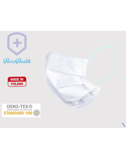 HEXA HEALTH doppelschichtige weiße Baumwollschutzmaske