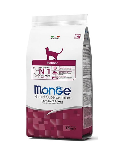 MONGE Cat Indoor für adulte Katzen, die im Haus leben. 400g