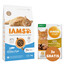 IAMS for Vitality mit Meeresfischen für ausgewachsene Katzen 3 kg + 3 x Huhn und Truthahn in Soße 85 g